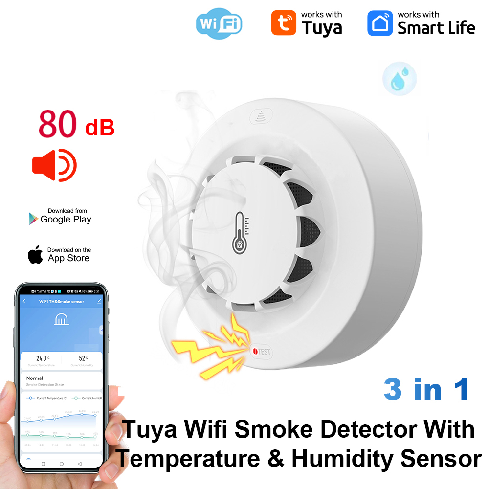 Smoke Leak Detector - Tuya WiFi Temperatur- und Feuchtigkeitssensor Rauchmelder